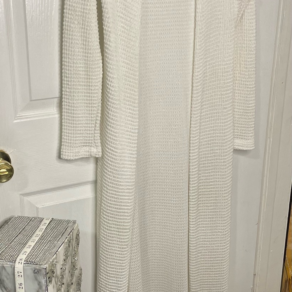 Bright White Long Knit Cardigan Sweater